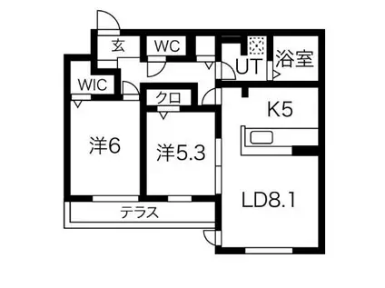 エール デュ ボヌール/1F(2LDK/1階)の間取り写真