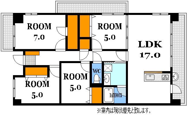 シティブリッジ西原(4LDK/7階)の間取り写真