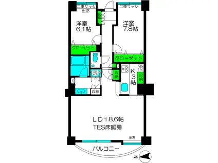 アイレックス(2LDK/2階)の間取り写真
