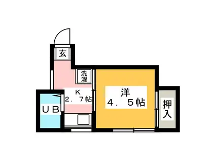 ハイツ西村(1K/1階)の間取り写真