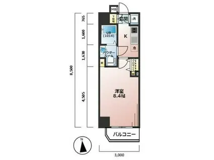 グロース府中イースト(1K/5階)の間取り写真