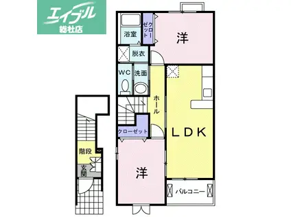 ブルック サイド 七島I棟(2LDK/2階)の間取り写真