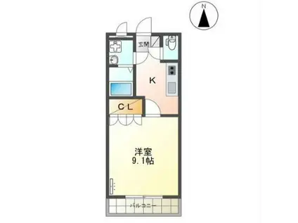 ヴィラージュ(1K/1階)の間取り写真