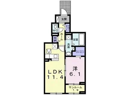 JR太多線 可児駅 徒歩11分 3階建 築3年(1LDK/1階)の間取り写真