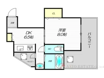 メティス有馬(1DK/3階)の間取り写真