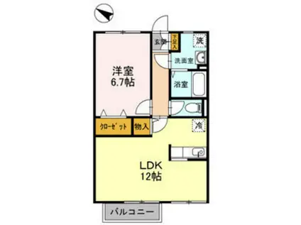 リースランド向佐野(1LDK/2階)の間取り写真