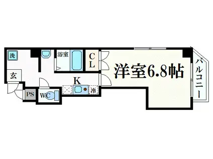 アリバ豊崎(1K/2階)の間取り写真