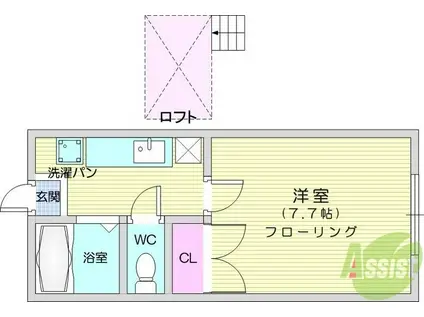 ホワイトキャッスル郡山ビレジA棟(1K/1階)の間取り写真