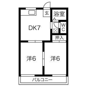 ファミールハイツ B(2DK/1階)の間取り写真