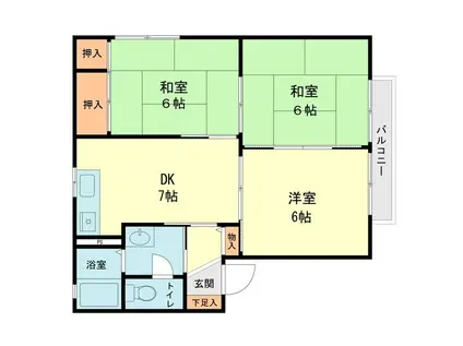 メゾンフルール(3DK/2階)の間取り写真
