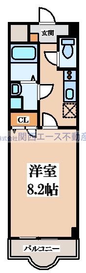 ルミエール八尾II(1K/3階)の間取り写真