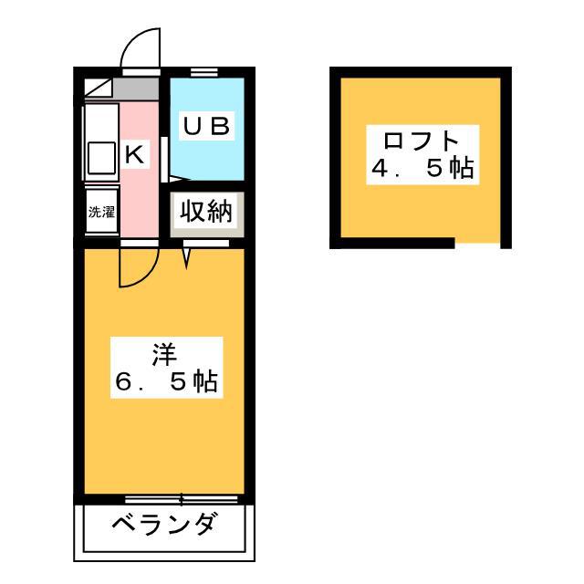 六会グリーンハイツ(1K/2階)の間取り写真
