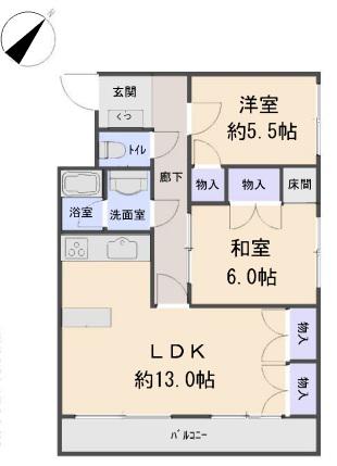 ビアンテじけまち(2LDK/3階)の間取り写真