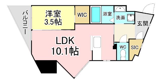 ウイングス重住(1LDK/4階)の間取り写真