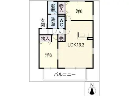 リブェールコートA棟(2LDK/1階)の間取り写真