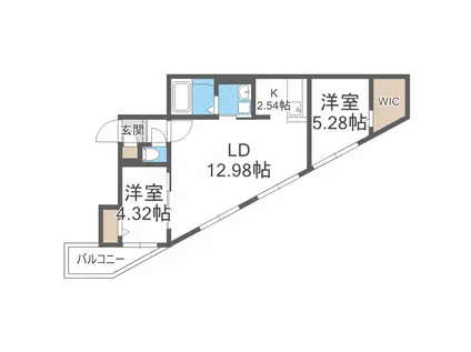 TWINBERRY MARUYAMA PARKツインベリーマルヤマパ(2LDK/2階)の間取り写真