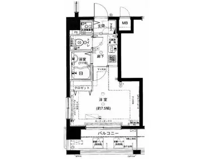 ラグジュアリーアパートメント三田慶大前(1K/7階)の間取り写真