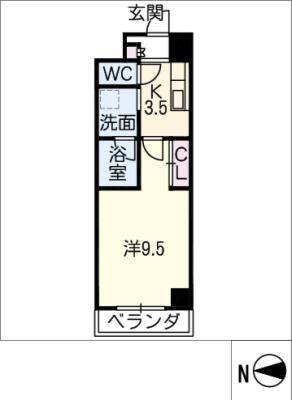 ゼフィール大曽根(1K/3階)の間取り写真