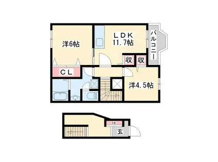 ファミーユI(2LDK/2階)の間取り写真