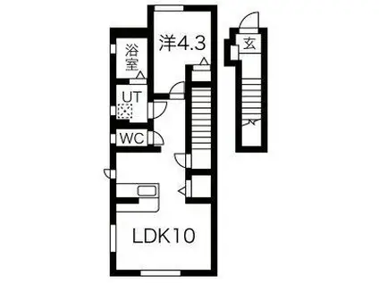 カサリーダ(1LDK/2階)の間取り写真