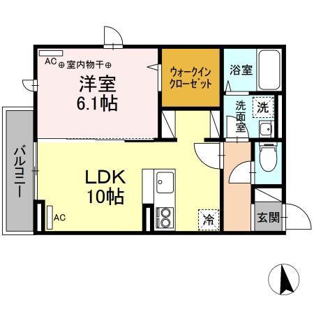 D-ROOM南材木町(1LDK/3階)の間取り写真