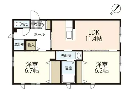 メゾン・カンフリエ井口(2LDK/1階)の間取り写真