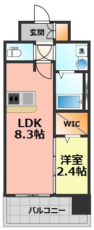 エスリード志賀本通ザ・フロント(1LDK/2階)の間取り写真