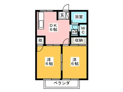 ハイツ粟野 A棟(2DK/2階)の間取り写真