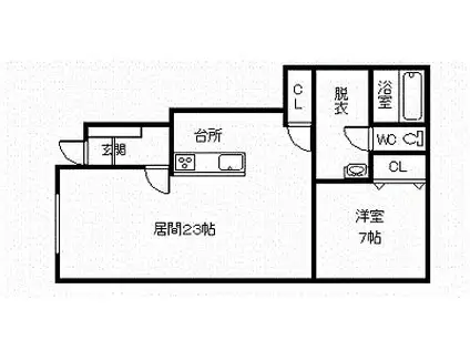 ツインクル若葉A(1LDK/1階)の間取り写真