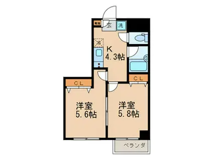 N.K.MANSION エヌケーマンション(2K/4階)の間取り写真