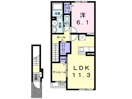 アルレーヴ(1LDK/2階)の間取り写真