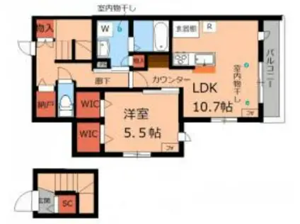 メゾン美鈴(1SLDK/2階)の間取り写真