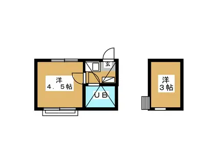 シャトー1号館(1K/1階)の間取り写真