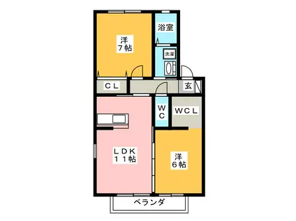 コート モナ ヴェイル(2LDK/2階)の間取り写真