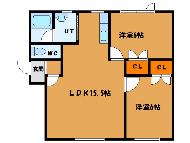 コーポ3(2LDK/1階)の間取り写真