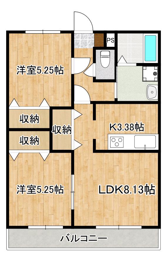 ムーンローズ(2LDK/4階)の間取り写真