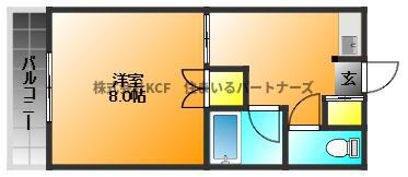 アザレアハイツ蒲池(1DK/3階)の間取り写真