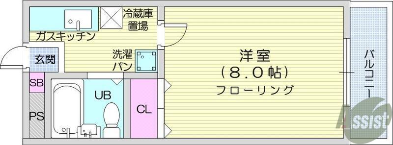 宮町リトル・ヒルズ(1K/2階)の間取り写真