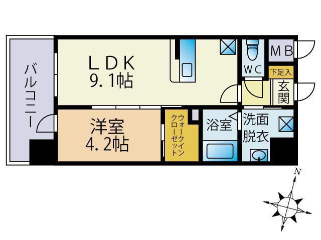 ETINCELL(1LDK/8階)の間取り写真