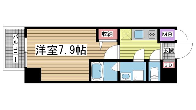 ラナップスクエア湊川公園(1K/6階)の間取り写真