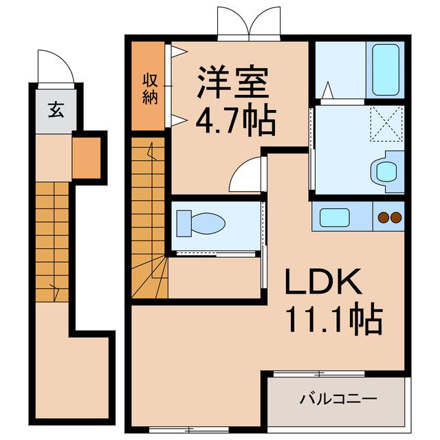 モイス・シャームII(1LDK/2階)の間取り写真