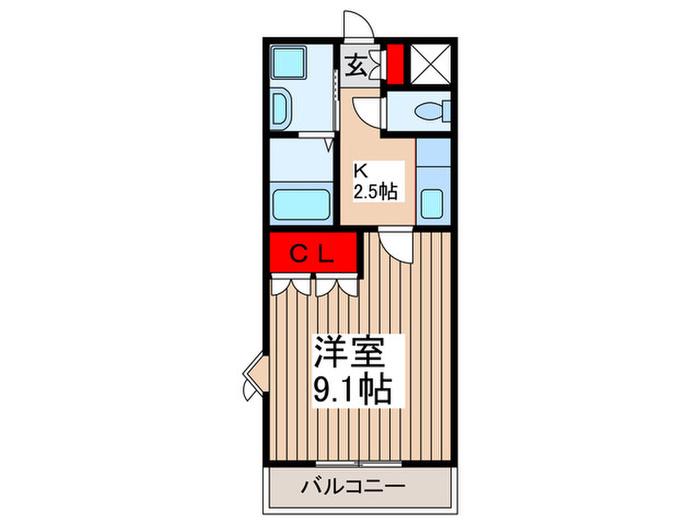 フォルティア(1K/2階)の間取り写真