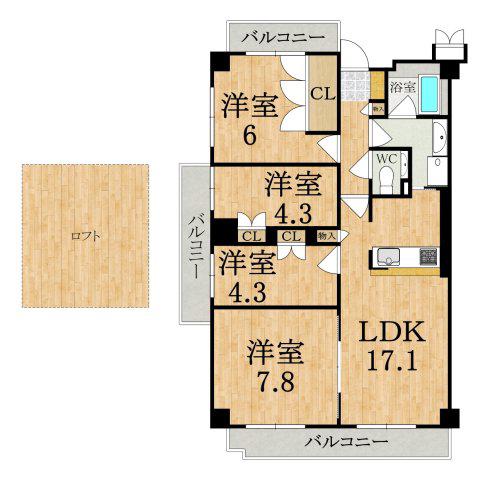 東急ドエルアルス大和八木(4LDK/10階)の間取り写真