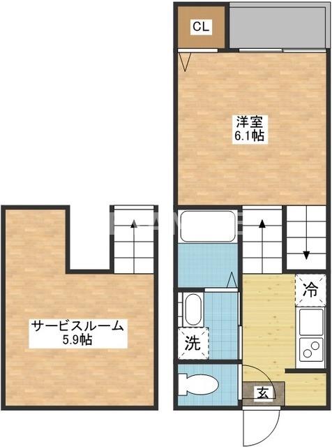 MODERN PALAZZO平和LIEBE(1SK/2階)の間取り写真