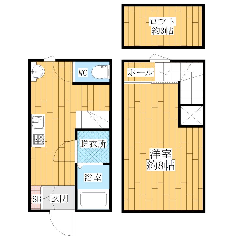 オリジーヌ直方 A棟(1DK/1階)の間取り写真