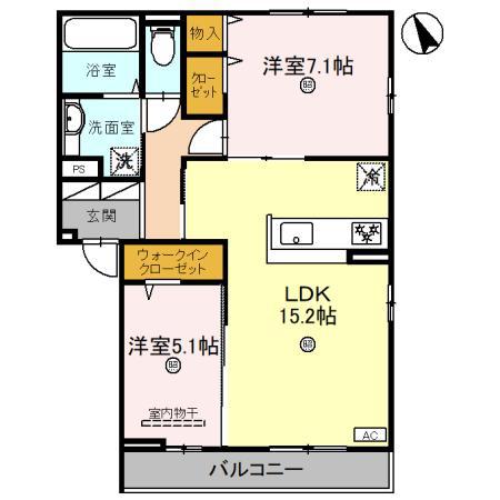 AVANCEE鳳 A棟(2LDK/1階)の間取り写真
