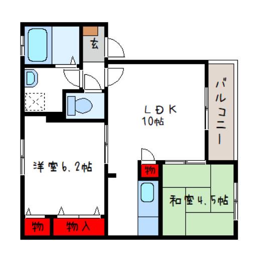メゾンボヌール(2LDK/1階)の間取り写真