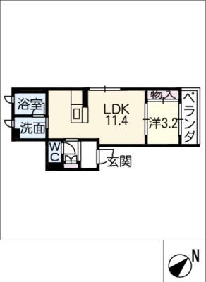 プレアー京町(1LDK/3階)の間取り写真
