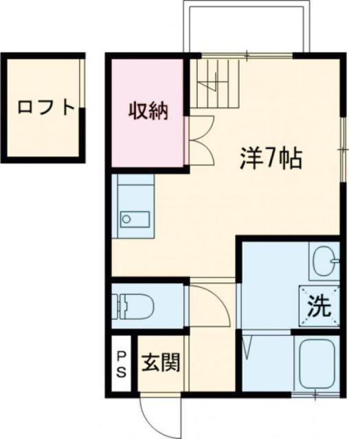 ハッピーキャッスル(ワンルーム/2階)の間取り写真