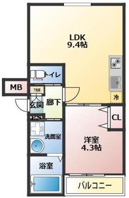 D.CREART松原FELIZ(1LDK/2階)の間取り写真